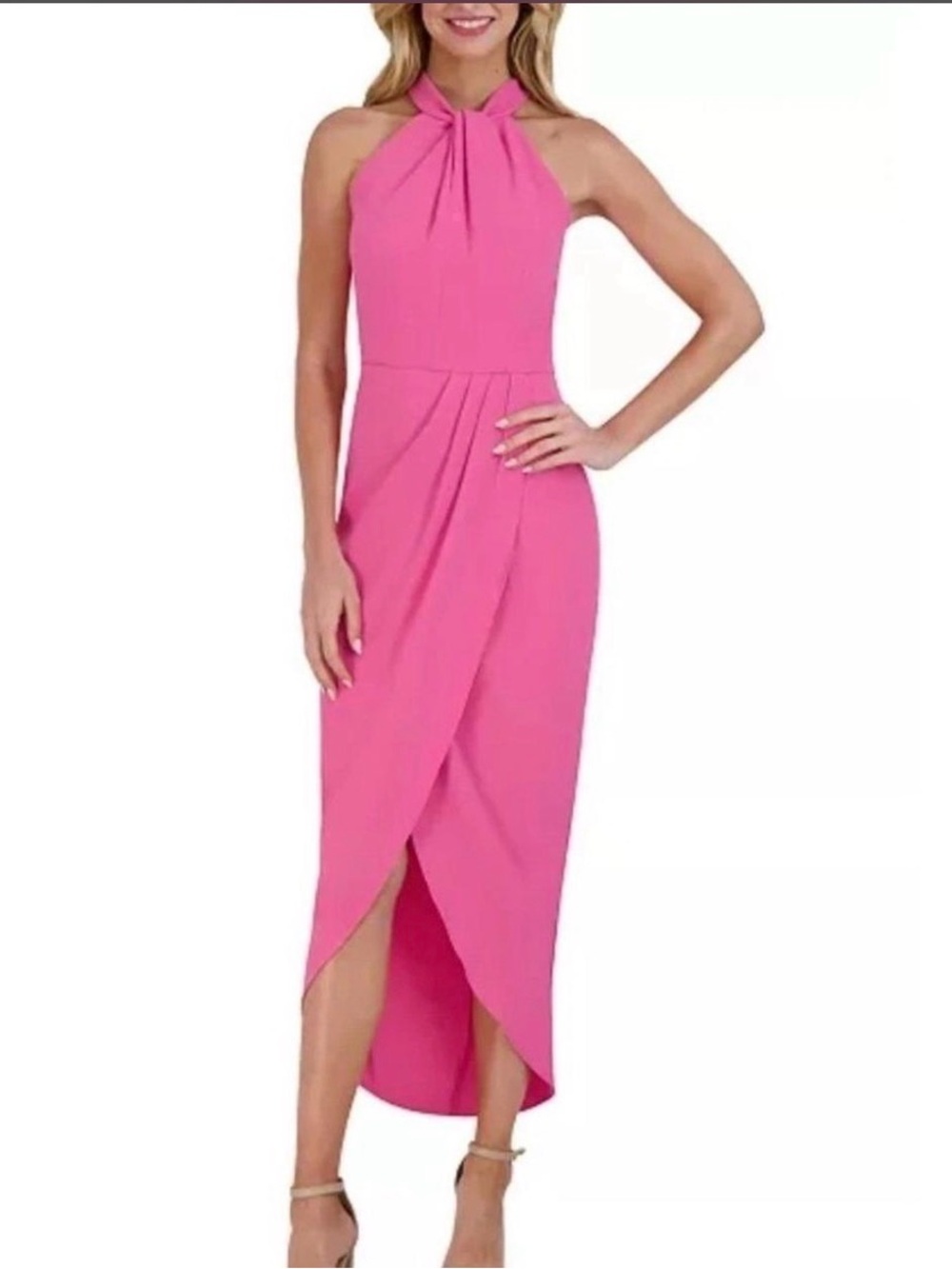 julia jordan Hot Pink Halter Wrap Maxi Dress